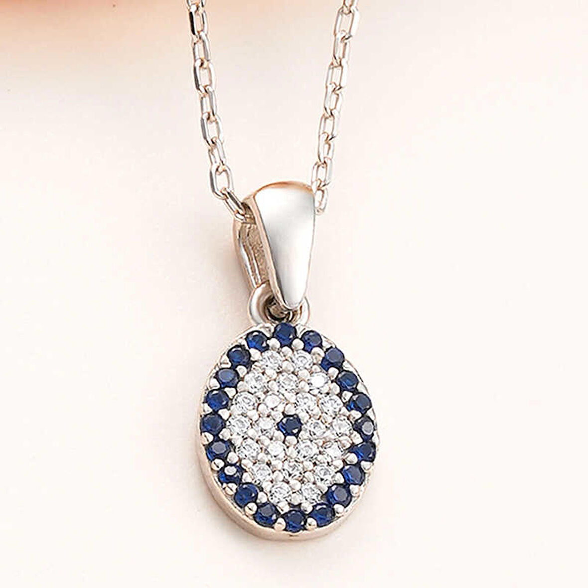 himarry 925 Ayar Gümüş Oval Nazar Kadın Kolye