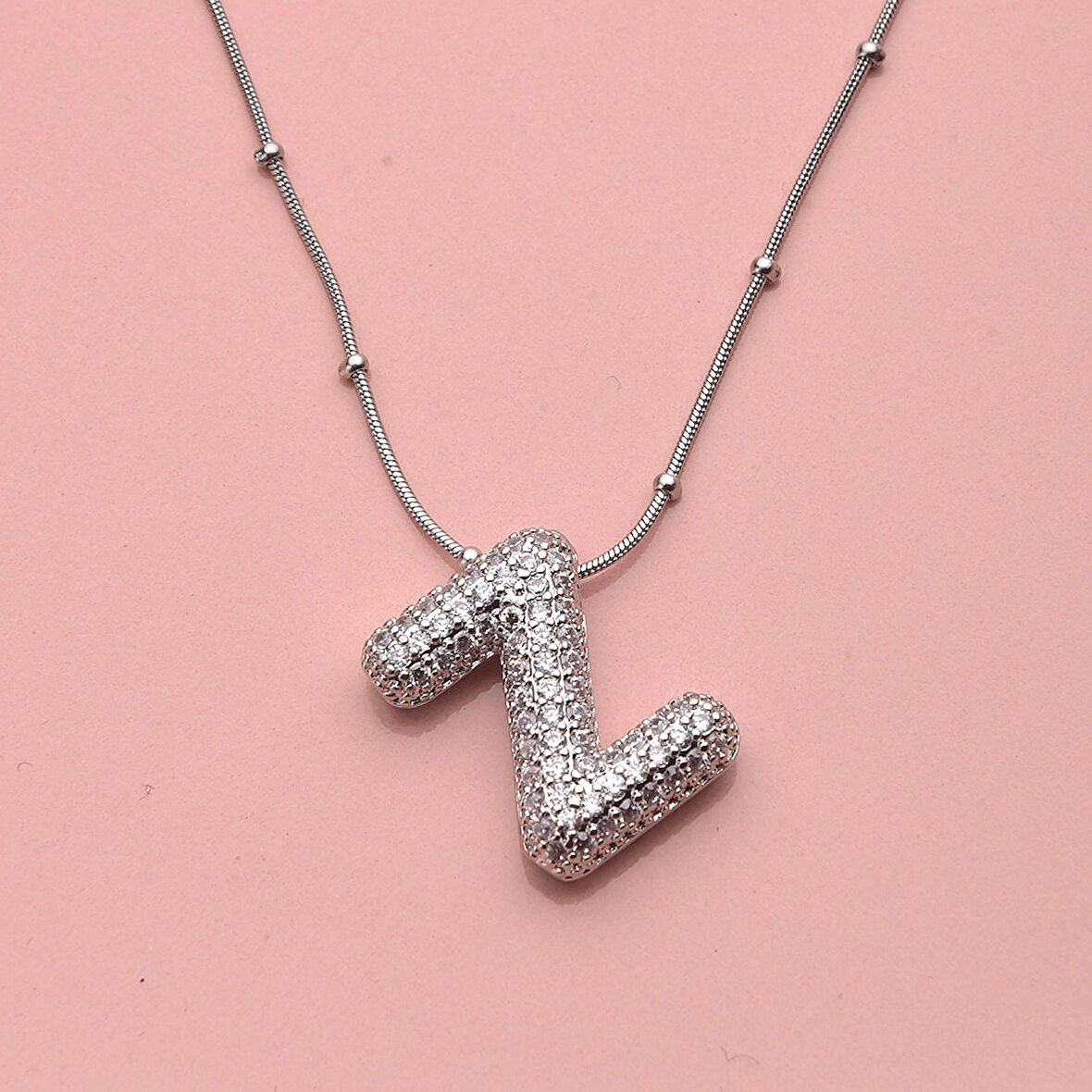 Zirkon Taşlı Z Harfli Kadın Kolye Takı Hediyelik Aksesuar