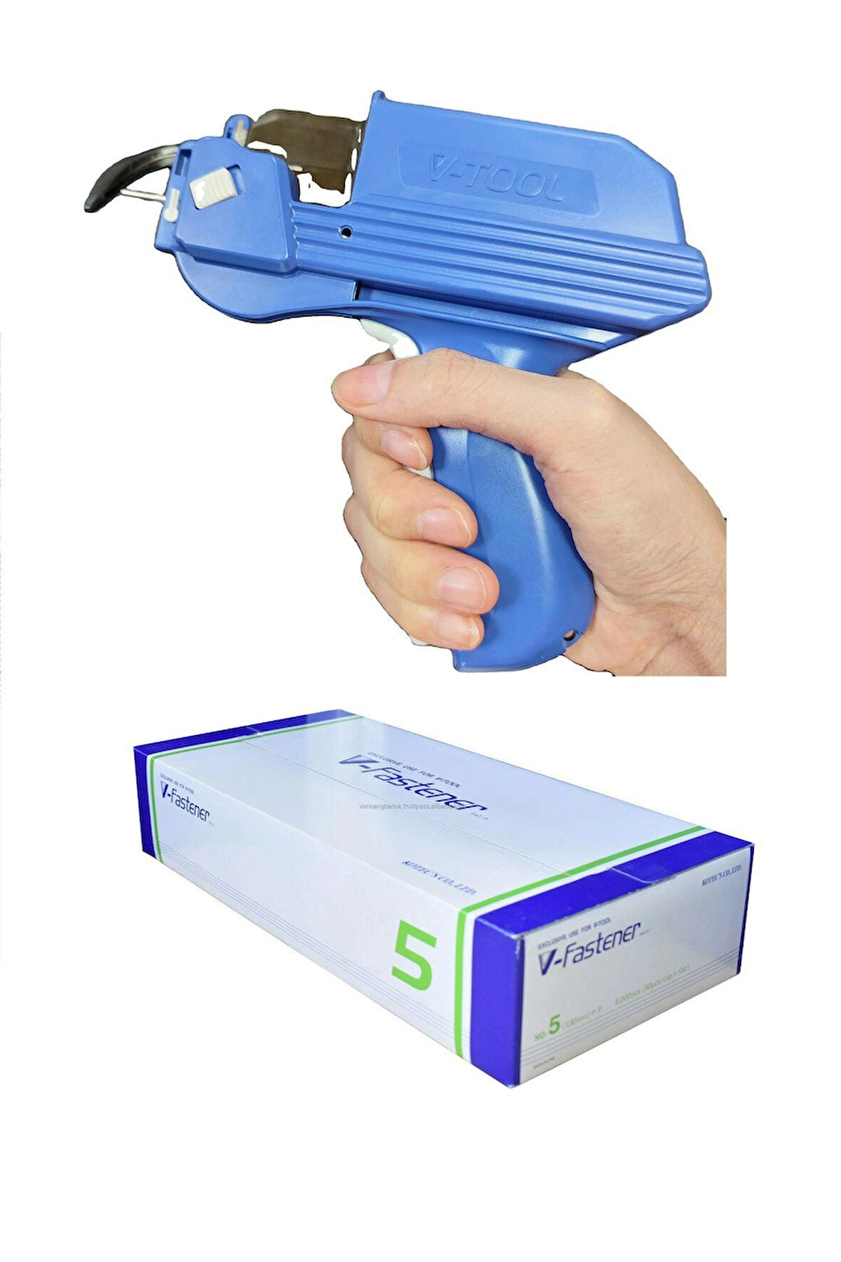 V TOOL Otomatik Geçmeli Kılçık Tabancası ve 5 inç Geçmeli Kılçık (5000 adet) Komple Set Japon