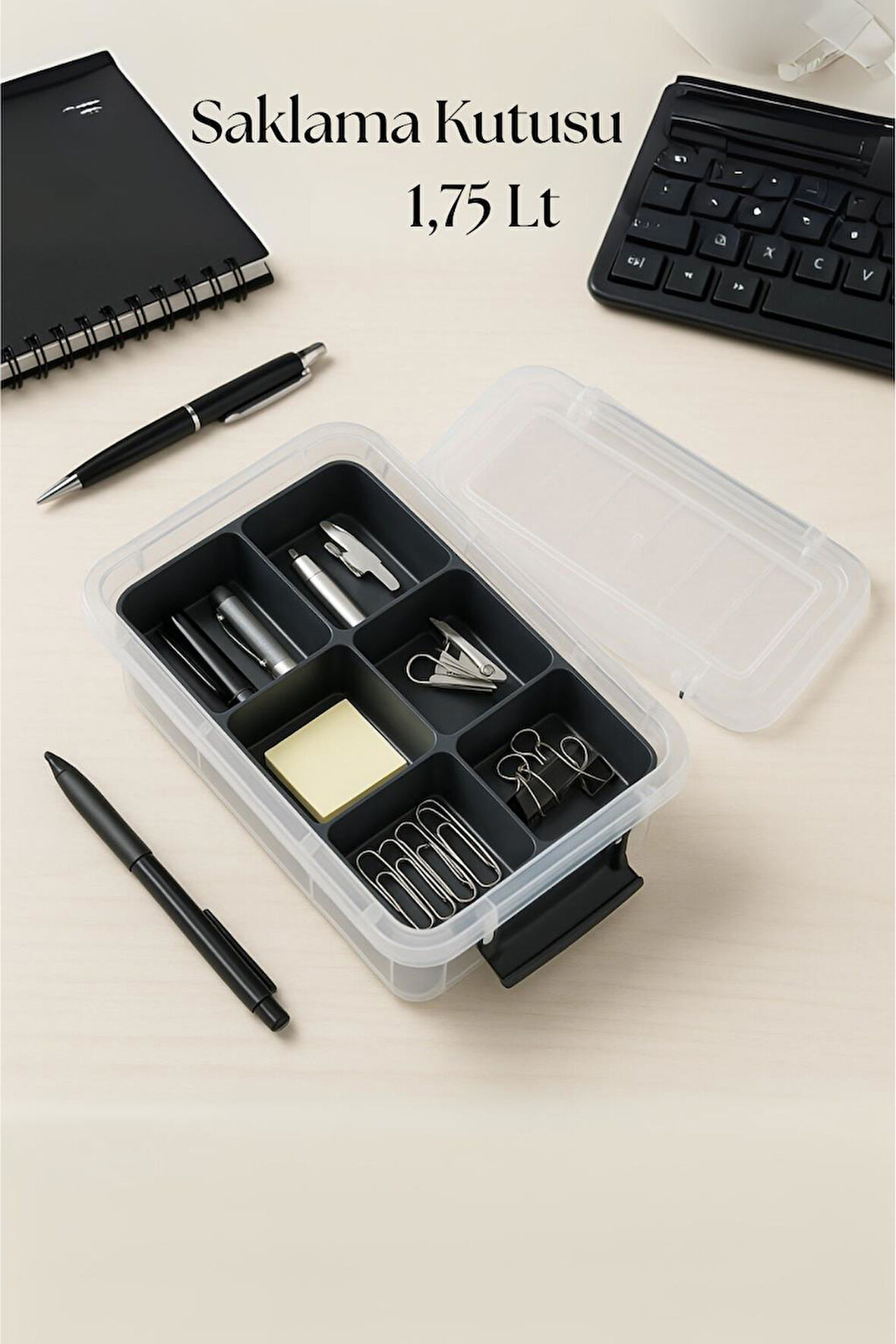 1,75 L Şeffaf Saklama Kutusu & Organizer Düzenleme Kutusu