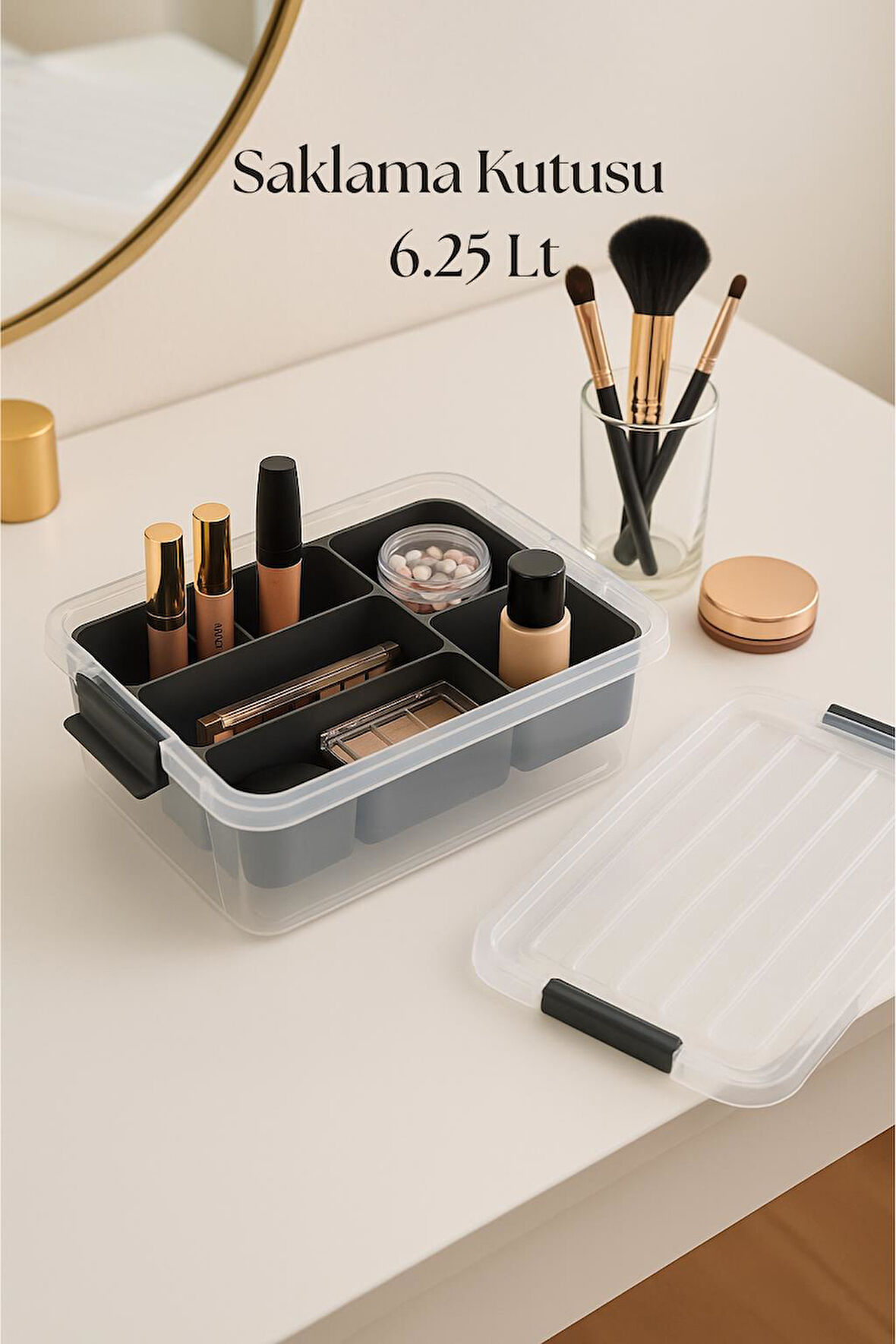 6,25 L Şeffaf Saklama Kutusu & Organizer Düzenleme Kutusu