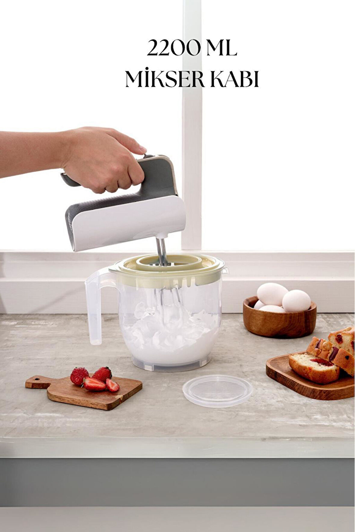 2200 Ml Mikser Kabı Beyaz & Ölçü Kabı & Saklama Kabı