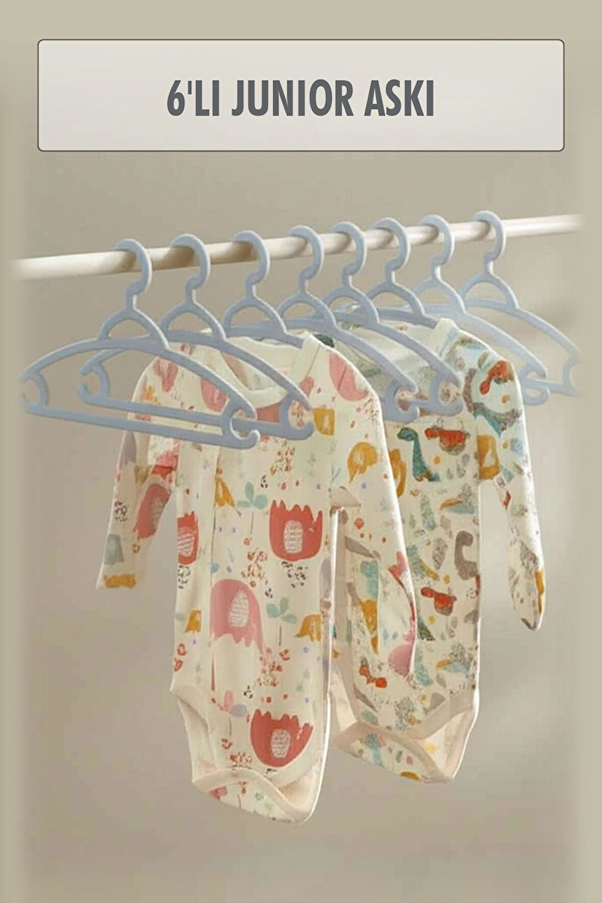 6’lı Bebek Askısı & Bebek Gardırop Askısı Gri Set