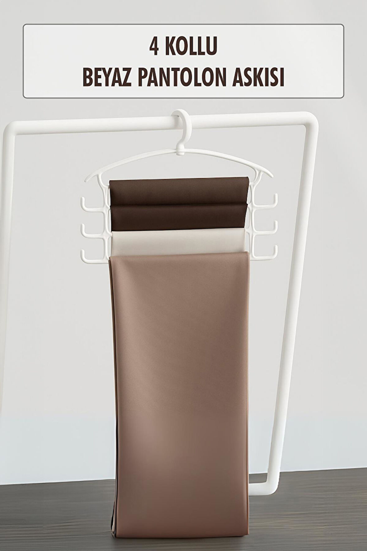 Beyaz Pantolon Askısı & Dolap Düzenleyici Askı