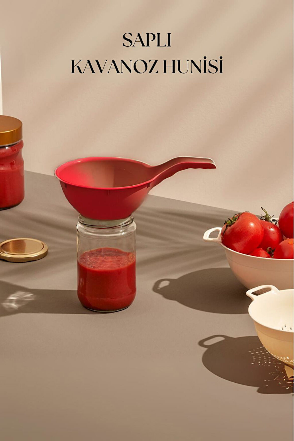 Saplı Kavanoz Hunisi Kırmızı