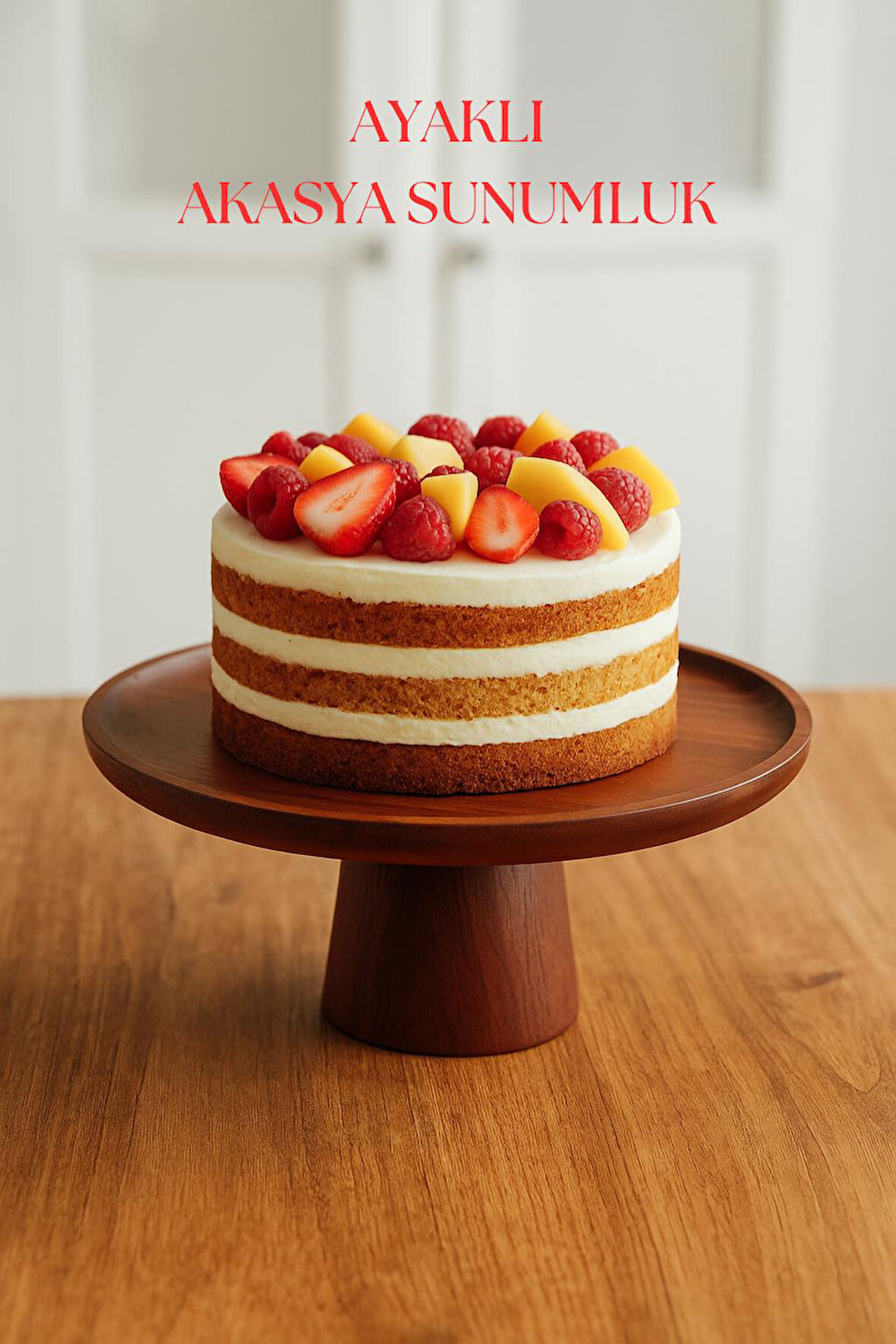 Akasya Ayaklı Sunumluk & Sunum Tabağı & Sunum Servisi 30x30x10 cm