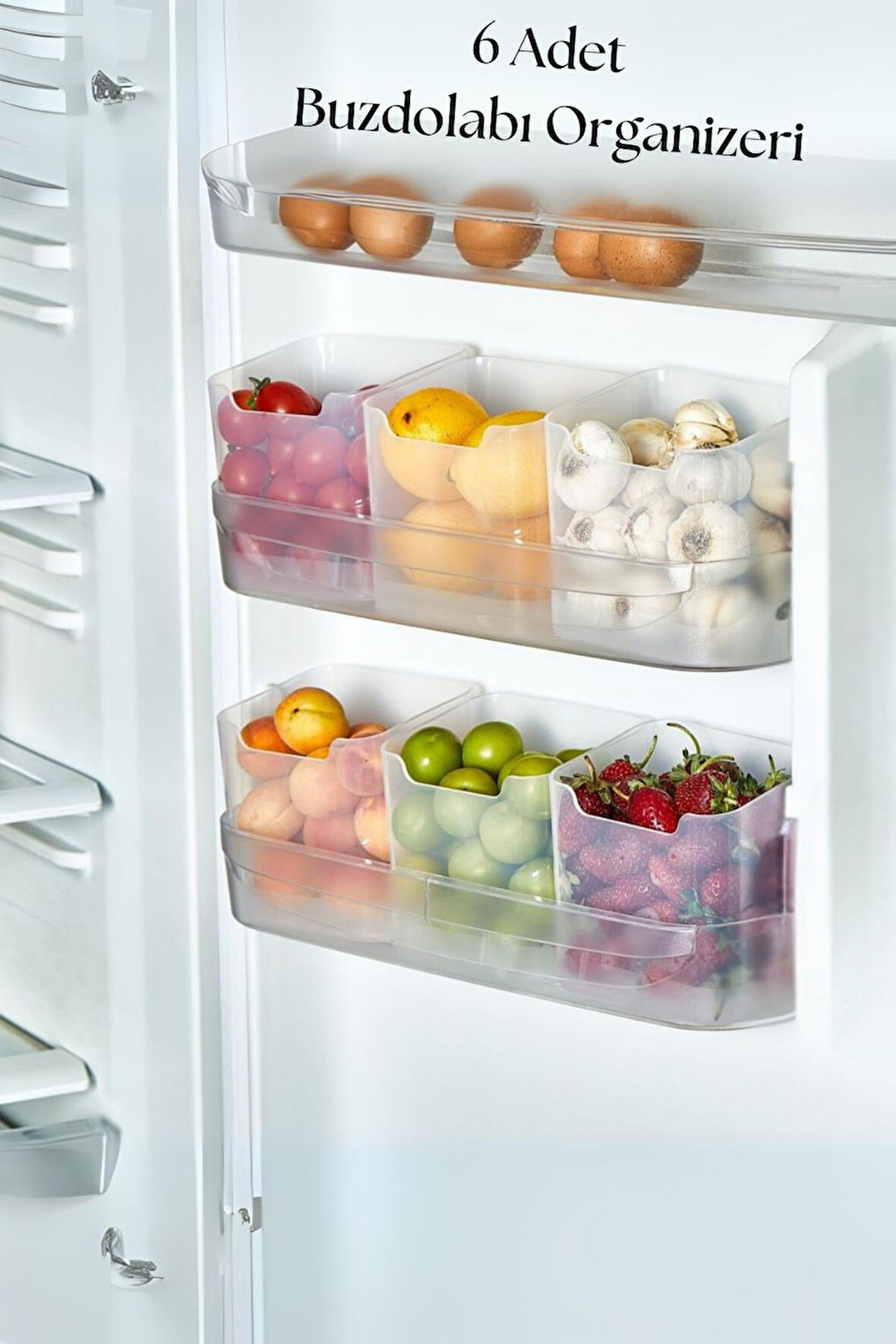 6’lı Şeffaf Buzdolabı Düzenleyici & Buzdolabı Organizeri 800 ml