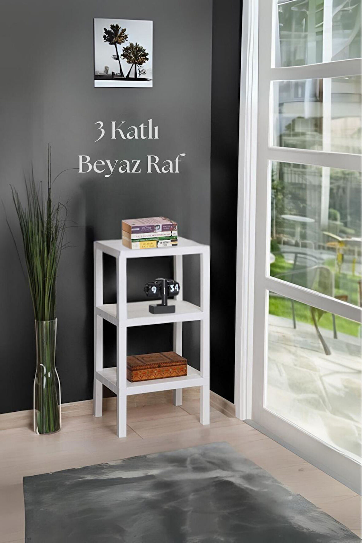 3 Katlı Beyaz Raf Kitaplık & Banyo Düzenleyicisi 73,5 cm