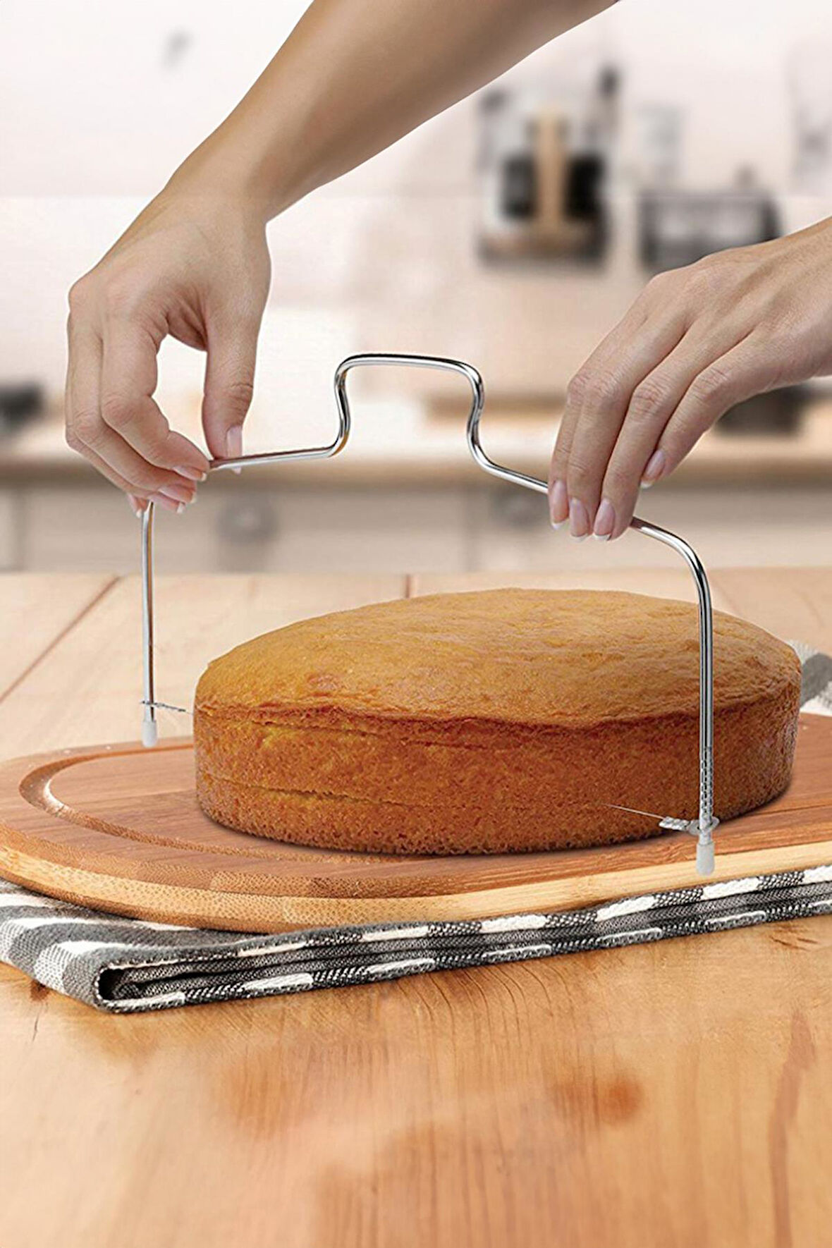 Metal Pasta Kesme Aparatı 30 cm Kek Ekmek Katman Dilimleme Bıçağı