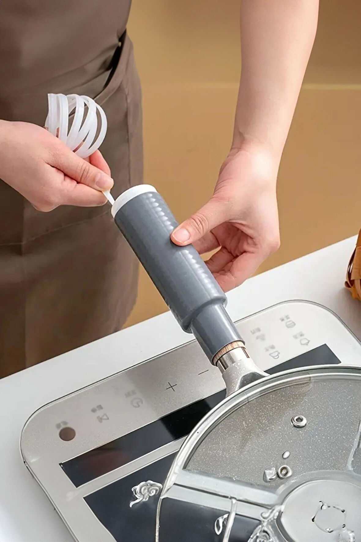 Silikon Saplı Pratik Mutfak Gereci Kaplama Uçlu Çok Amaçlı 14 cm