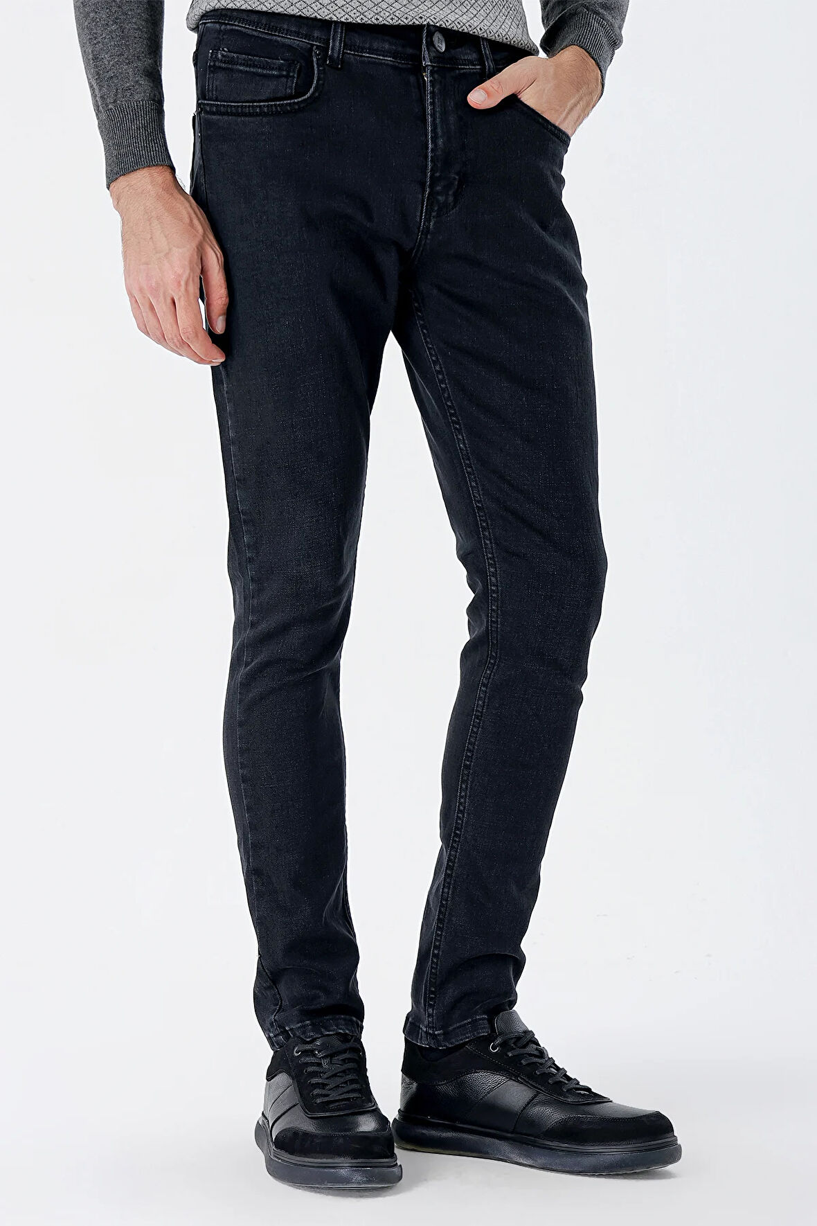Siyah  5 Cep Ekstra Slim Fit Dar Kesim Casual Denim Pantolon 1023235161
