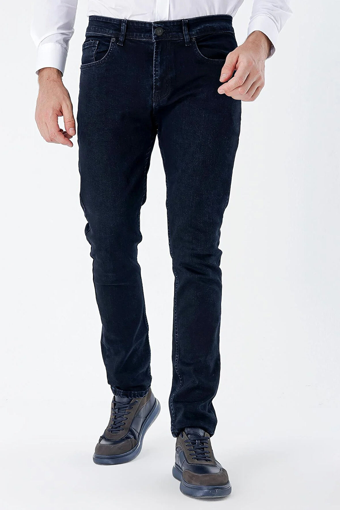 Koyu Lacivert  5 Cep Ekstra Slim Fit Dar Kesim Casual Denim Pantolon 1023235161