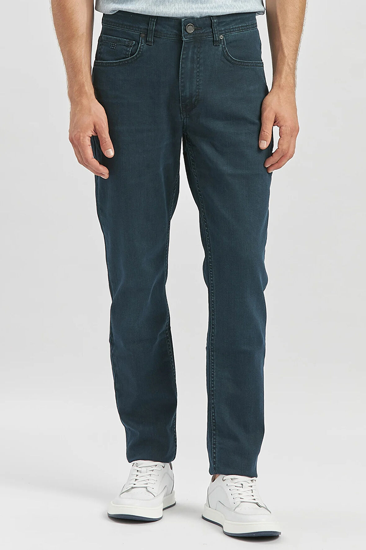 Koyu Yeşil Düz Cord Slim Fit Casual Denim Pantolon 1023245151