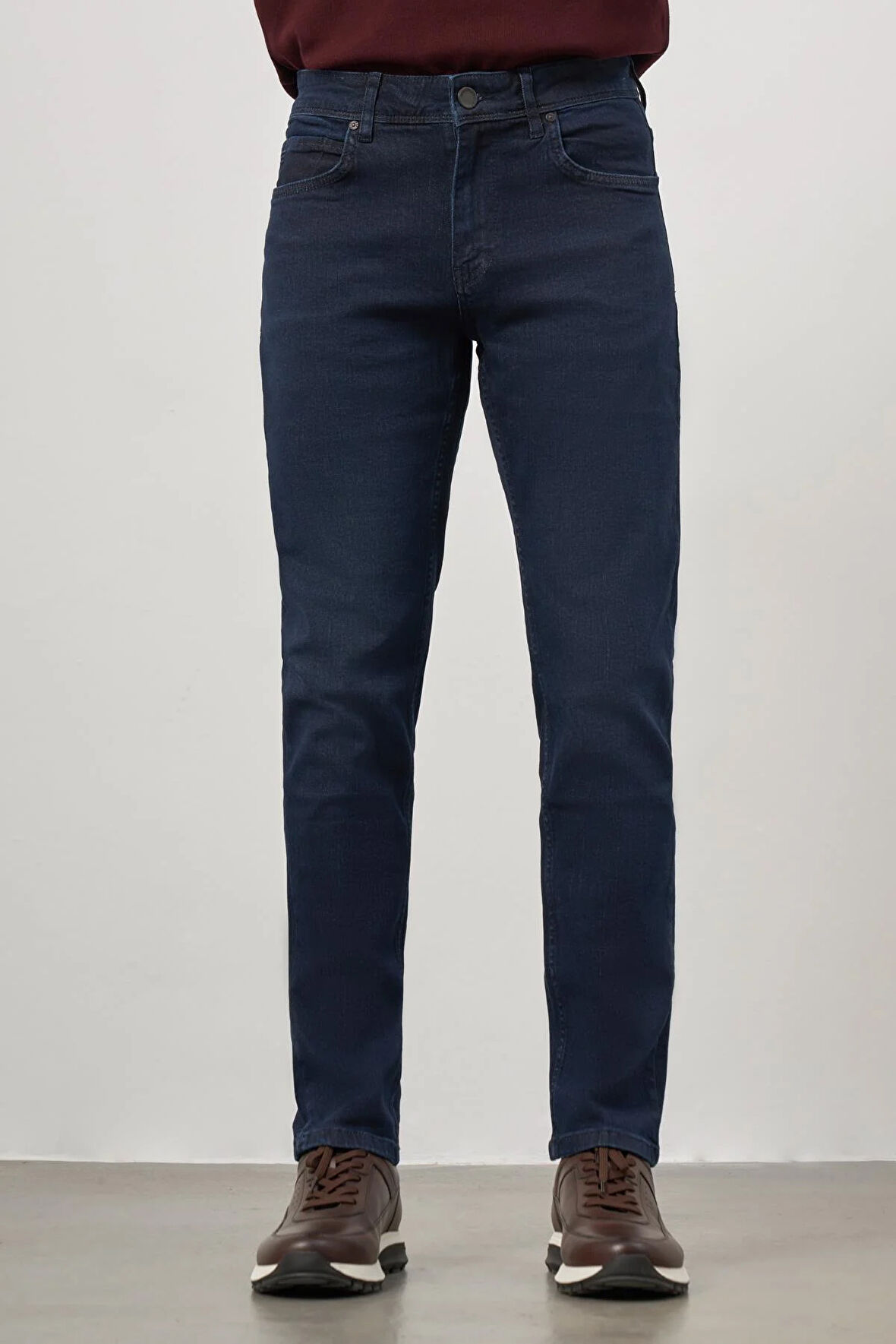 Lacivert Düz Gabardin Slim Fit Casual Denim Pantolon 1023245154