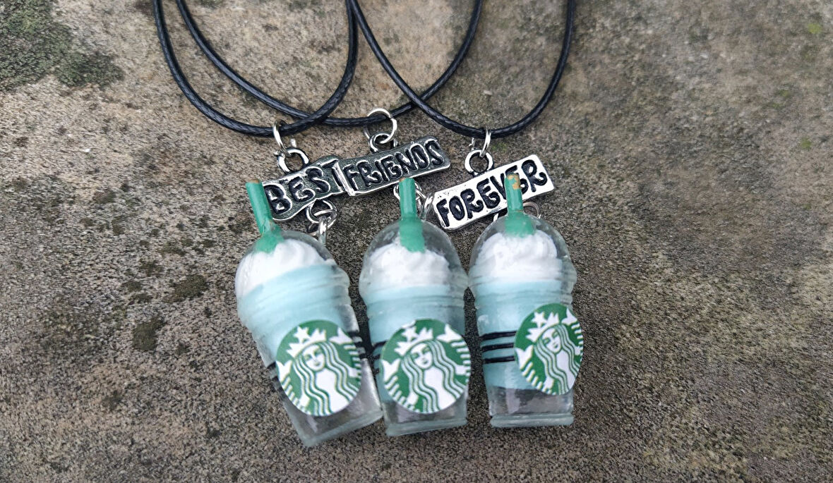 Starcbucks 3 lü Best Friend Arkadaşlık Dostluk Kolyesi Hediyelik Aksesuar