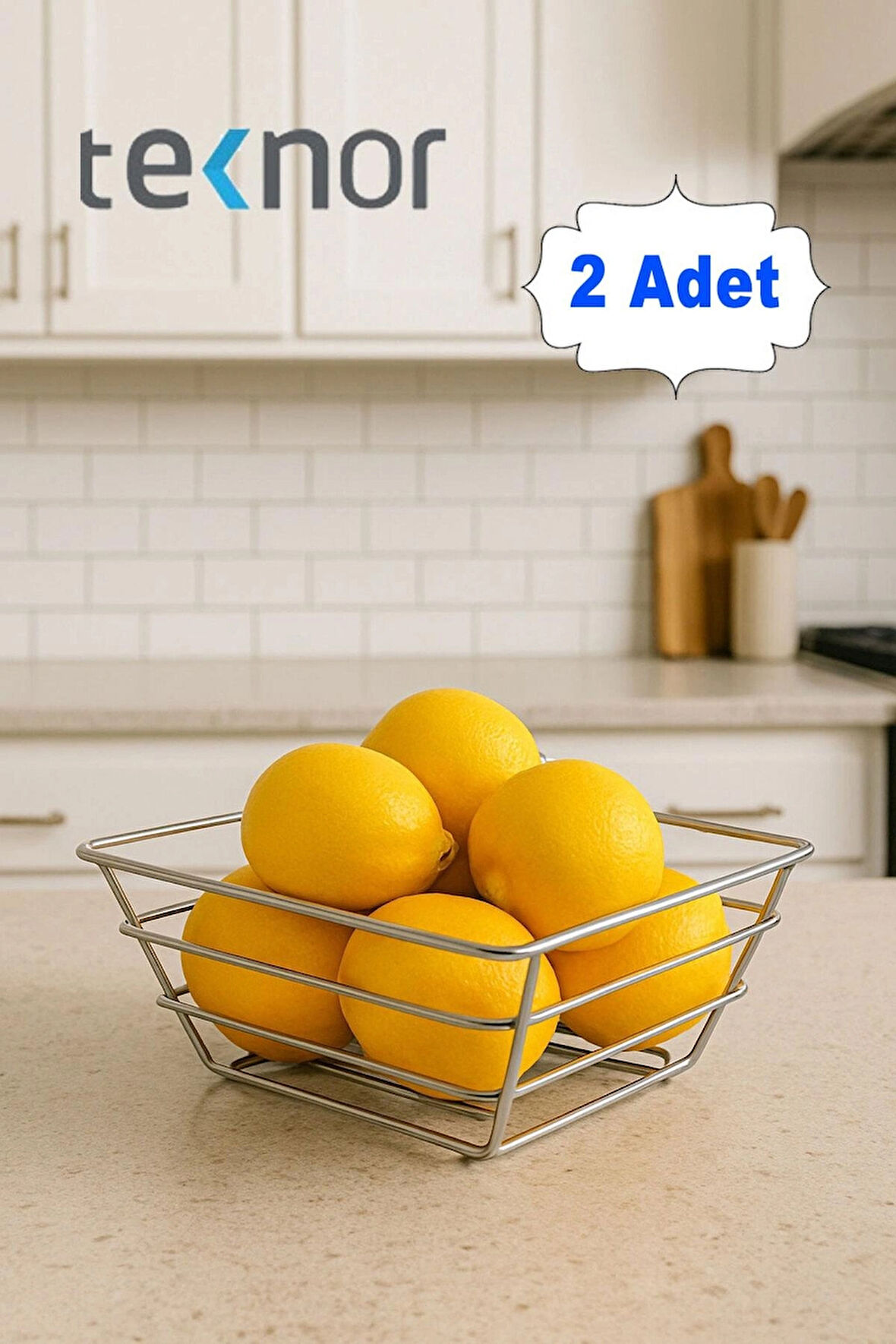 2'li Üçgen Sepet, Meyve Sepeti, Ekmek Sepeti, Modern Tel Sepet