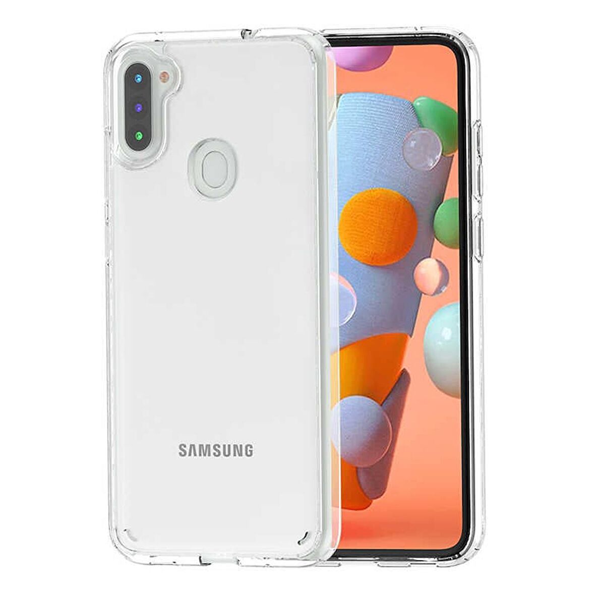 Gpack Samsung Galaxy M11 Kılıf Coss Şeffaf Sert KapakNano Glass