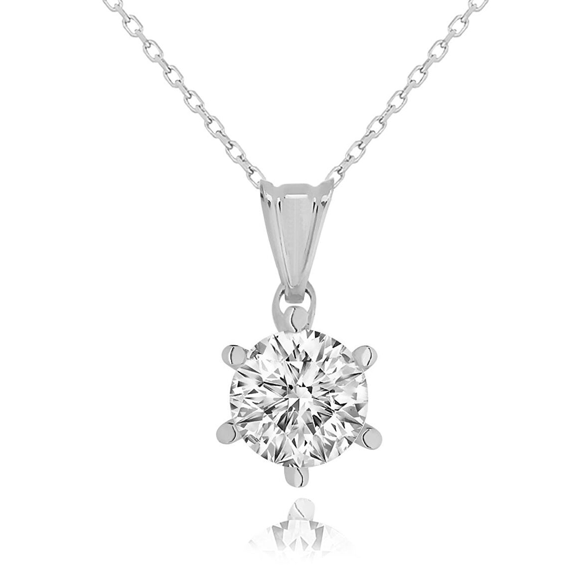 Chavin 2 Carat Swarovski 14 Ayar Altın Bayan Tek Taş Kolye dh09by