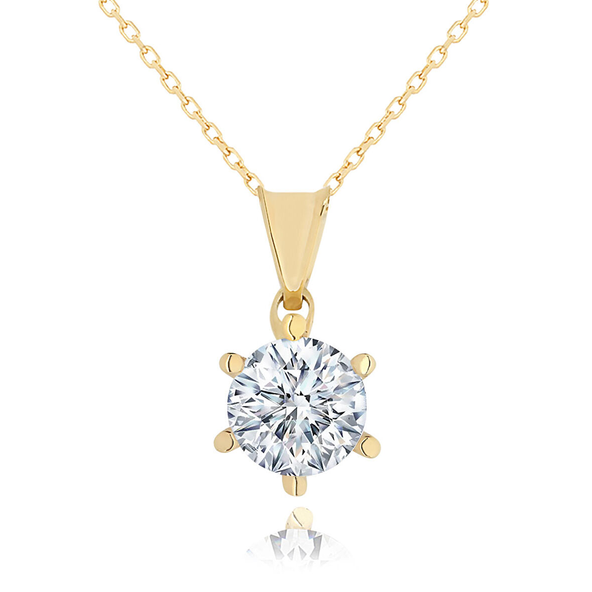 Chavin 2 Carat Zirkon Tektaş Gümüş Bayan Kolye dh18sr