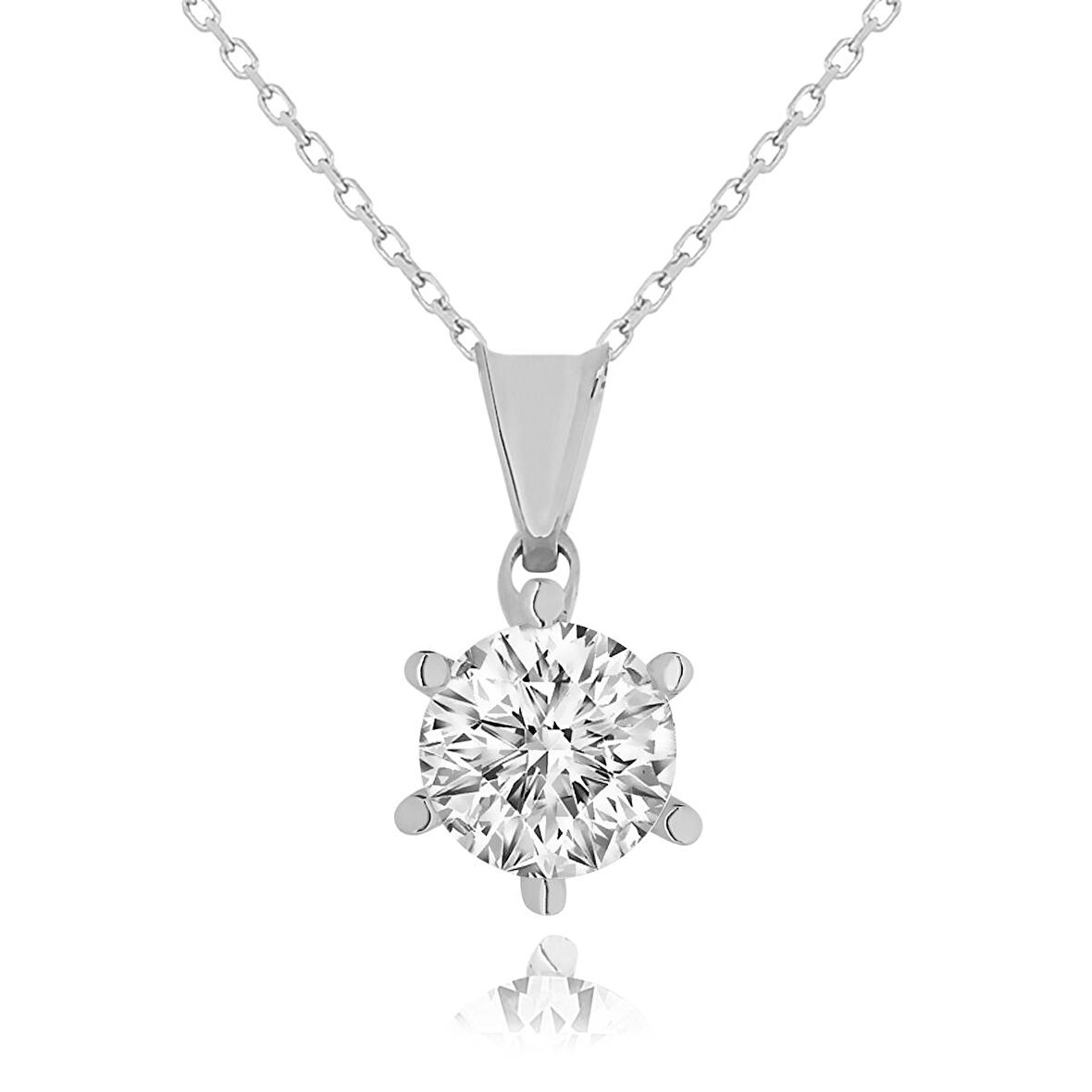 Chavin 2 Carat Tektaş Gümüş Bayan Kolye dh18by