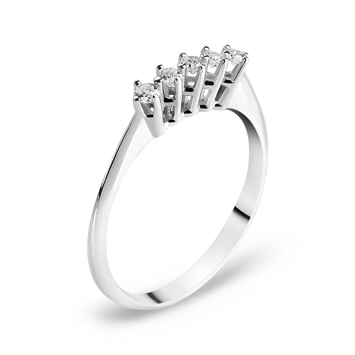 Chavin 0.25 Carat Pırlanta Altın 5 Taş Beştaş Yüzük dh25