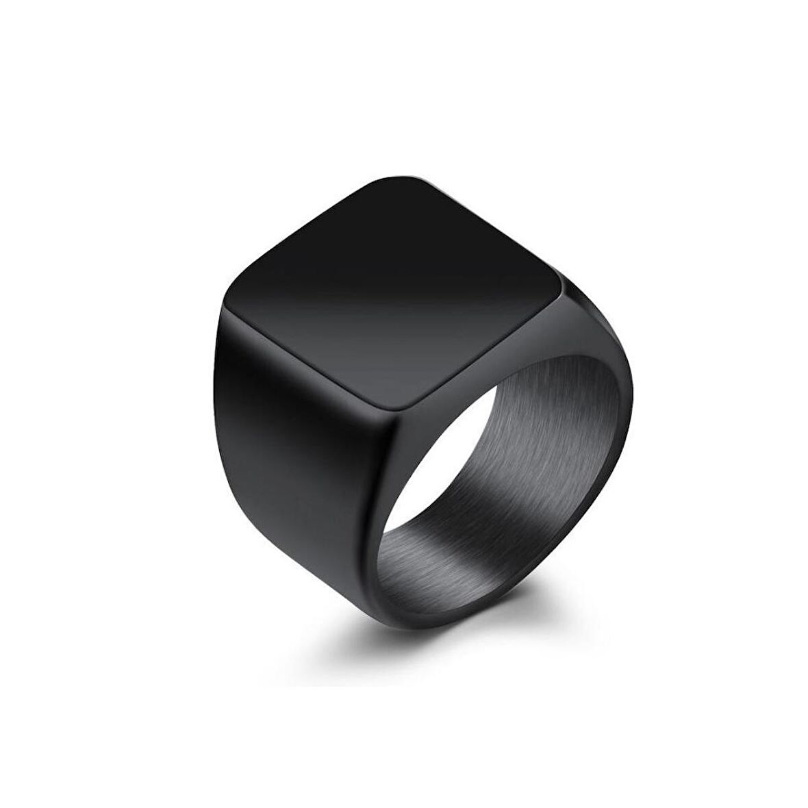 Chavin Parlak Siyah Kadın Erkek Çelik Yüzük dc52
