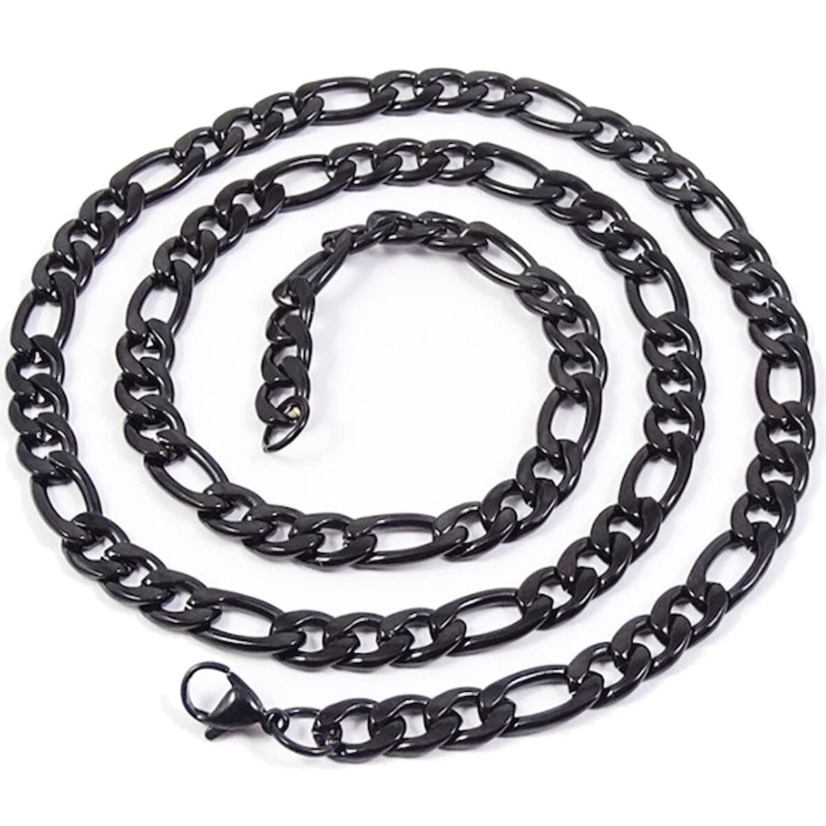 Chavin Figaro Yassı 7 mm. 60 cm. Siyah Çelik Erkek Zincir dp90