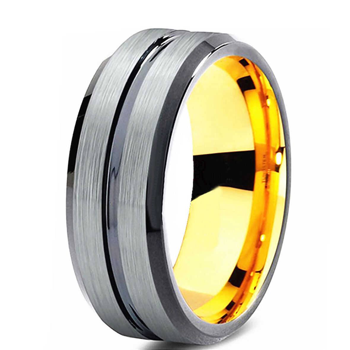 Chavin Bayan Erkek Mat Gri Fırçalanmış Tungsten Yüzük dm80