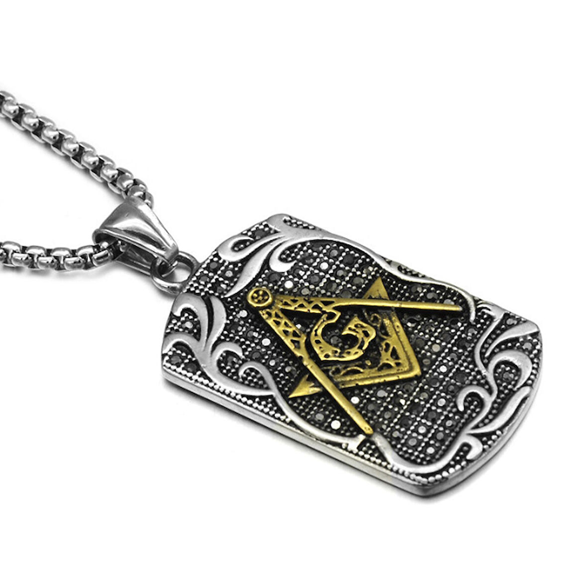 Chavin Mason Taşlı Çelik Erkek Kolye ds75sr