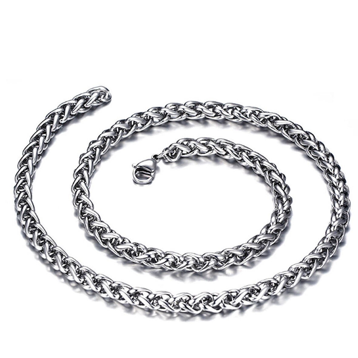 Chavin Burgu 5 mm. 70 cm. Çelik Erkek Zincir Kolye dt95