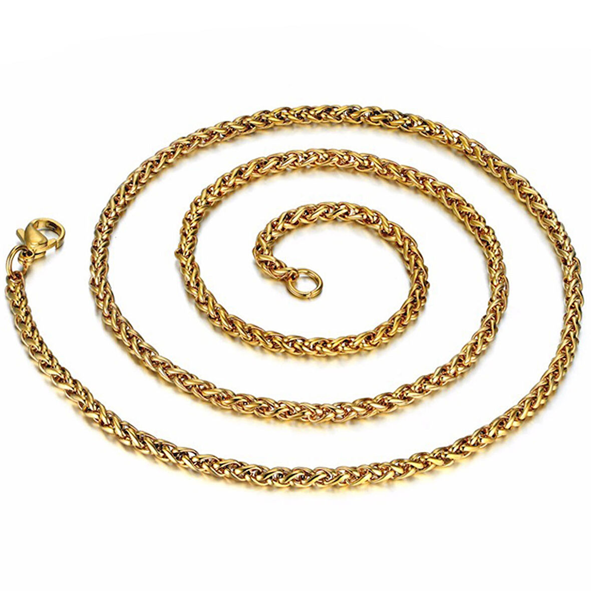 Chavin 5 mm. 55cm.Sarı Gold Burgu Çelik Bayan Erkek Zincir dt50-5