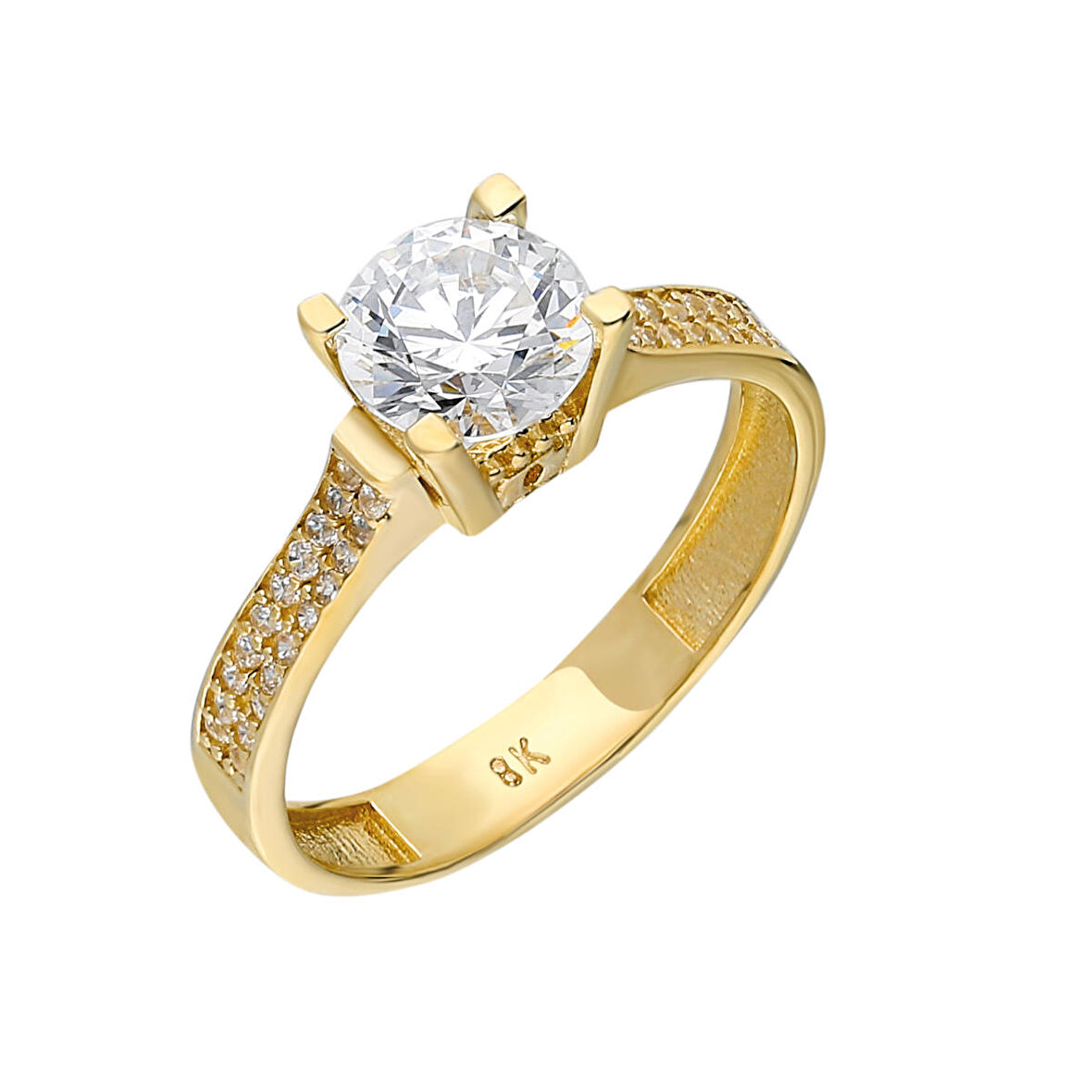 Chavin 1,25 Carat Tek Taş 2,5 gr. Sarı Altın Yüzük du34