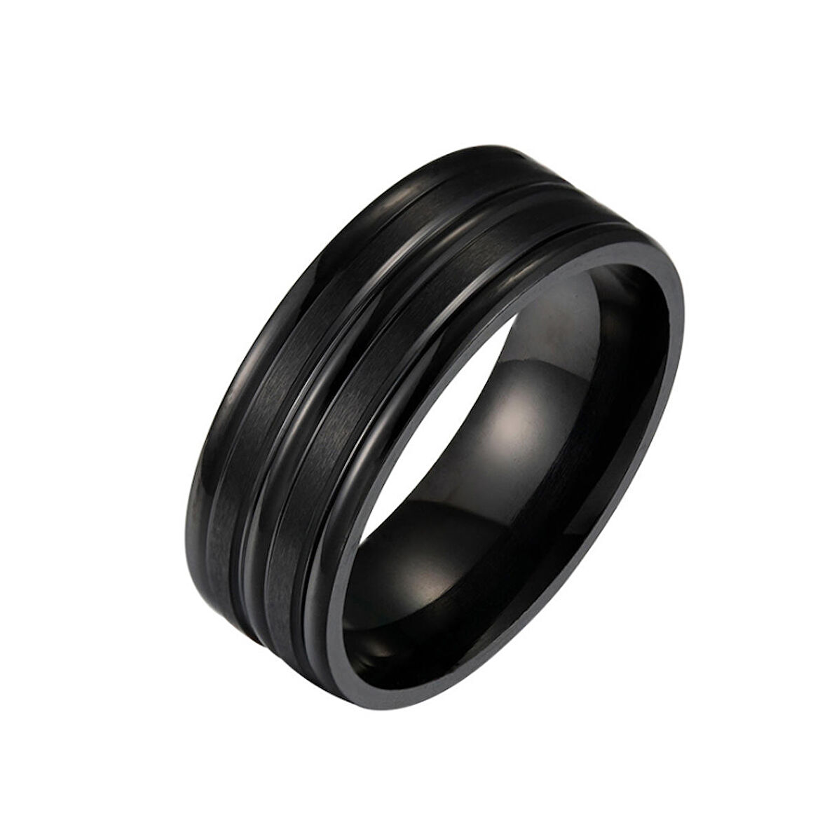 Chavin Siyah ip Kaplama Kadın Erkek Çelik Yüzük Alyans ec43sy