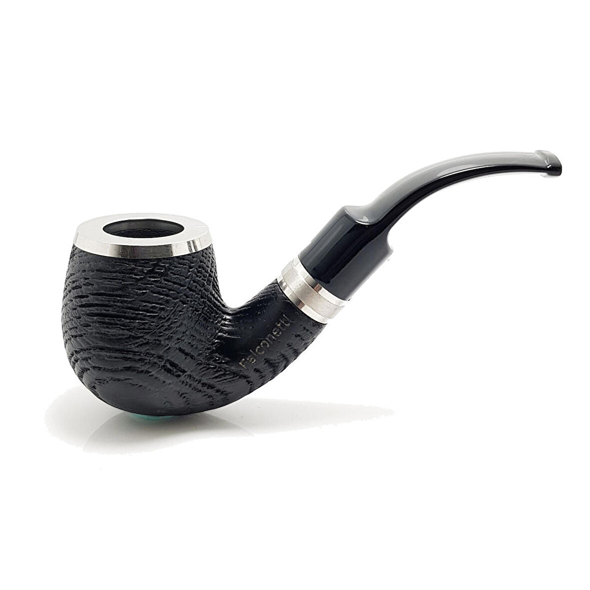 Falconetti 9 mm. Metal Süslü Maun Eğik Sap Ahşap Pipo py54