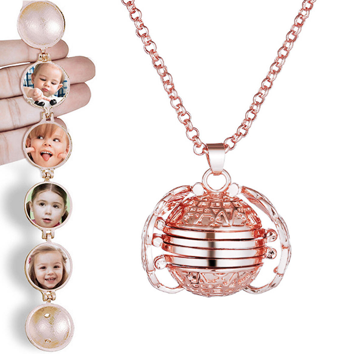 Chavin Rose içi Açılan 4 Resim Koyulan Kadın Kolye ef92rs