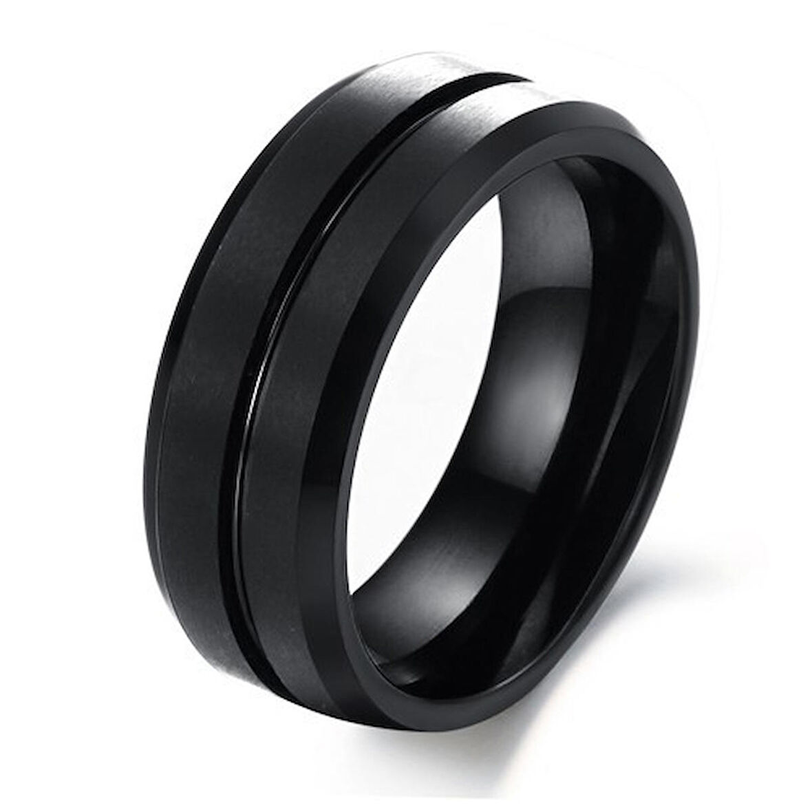Chavin Kadın Erkek Mat Siyah Fırçalanmış Tungsten Yüzük dm76
