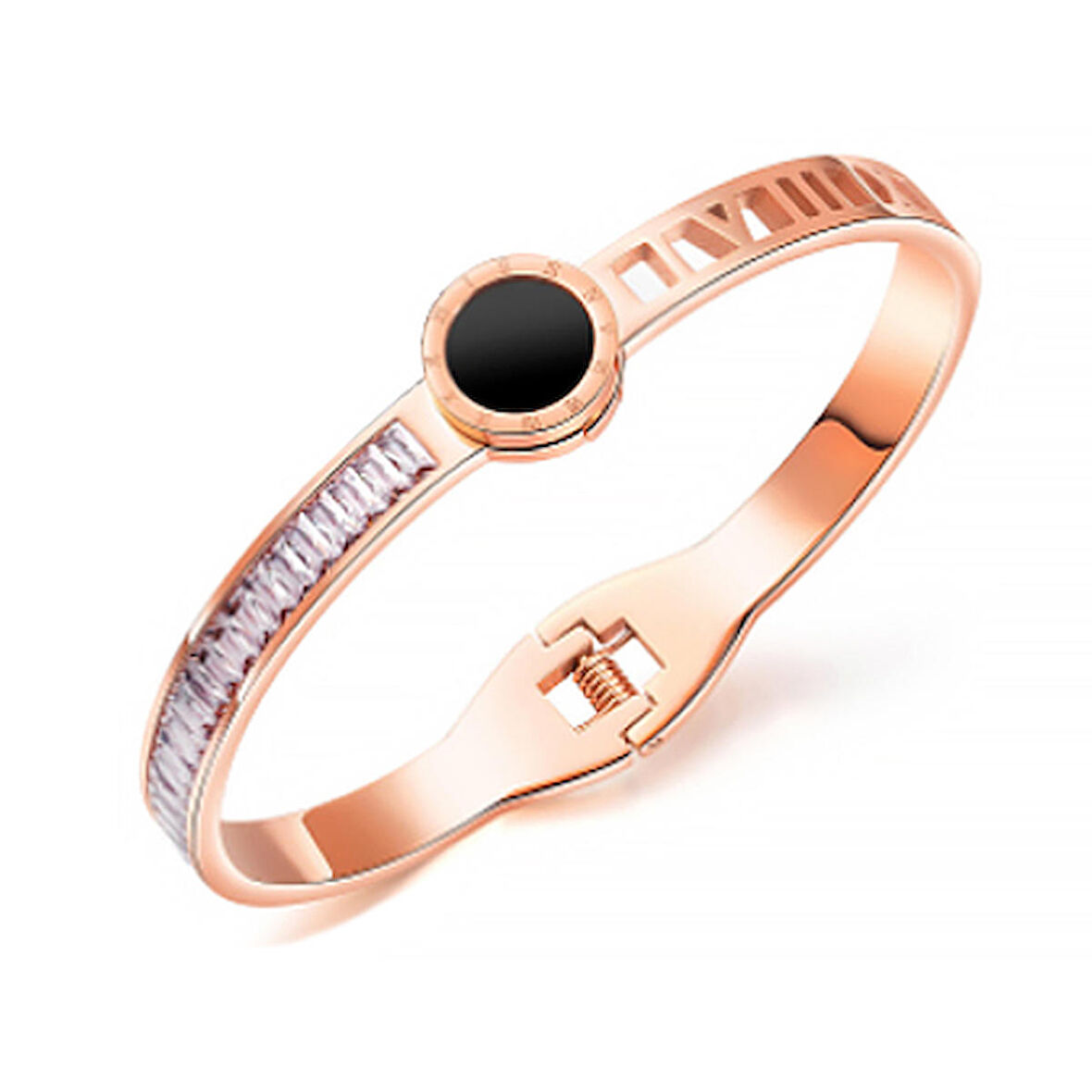 Chavin Rose Kelepçe Baget Taşlı Çelik Bayan Bileklik eh92rs