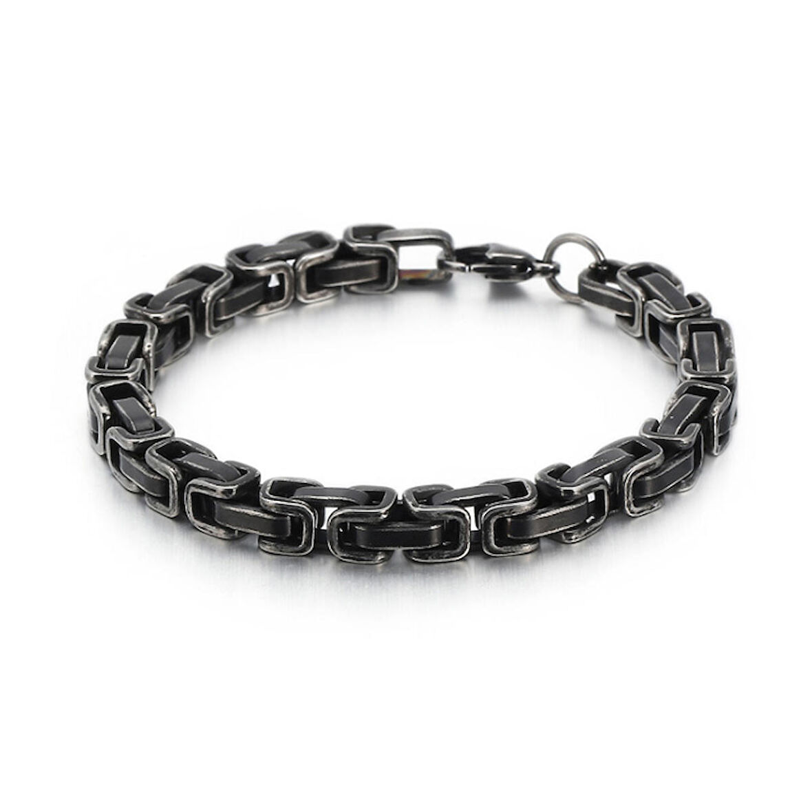 Chavin Kral Model 5 mm. Eskitme Gri Çelik Erkek Bileklik az68es
