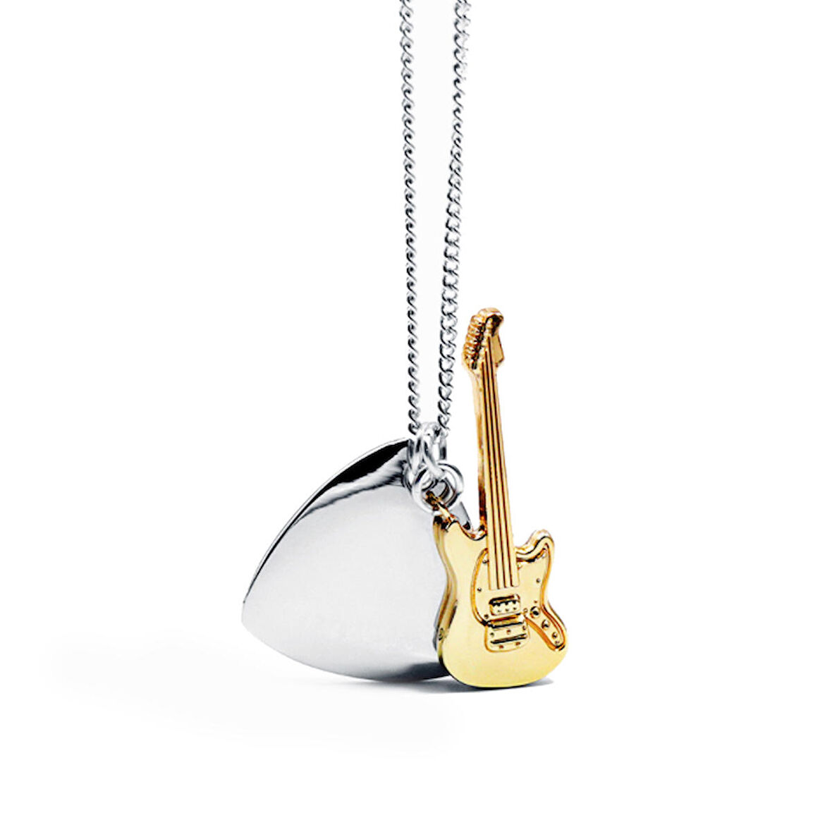 Chavin Pena Gitar Gri Gold Çelik Erkek Bayan Kolye ei89by