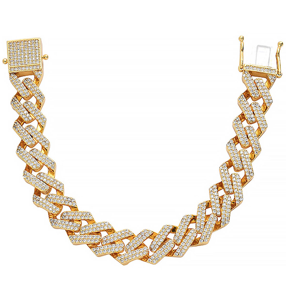 Chavin 15 mm. Gold Kalın Taşlı Alloy Erkek Bileklik ek19sr