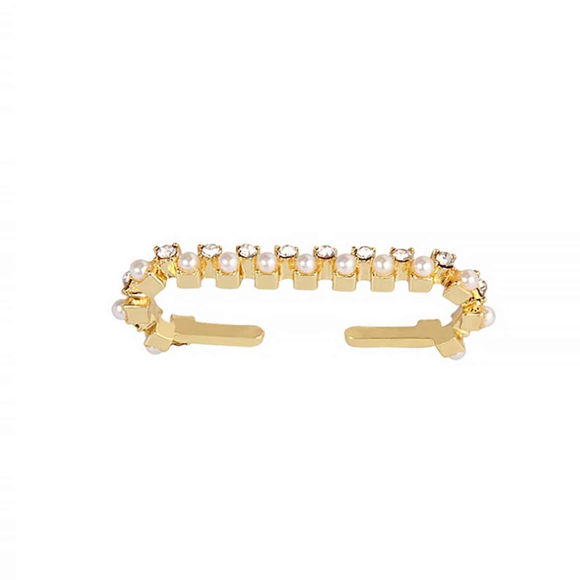 Chavin Beyaz Taşlı Uzun Ear Cuff Sıkıştırma Küpe ek36by