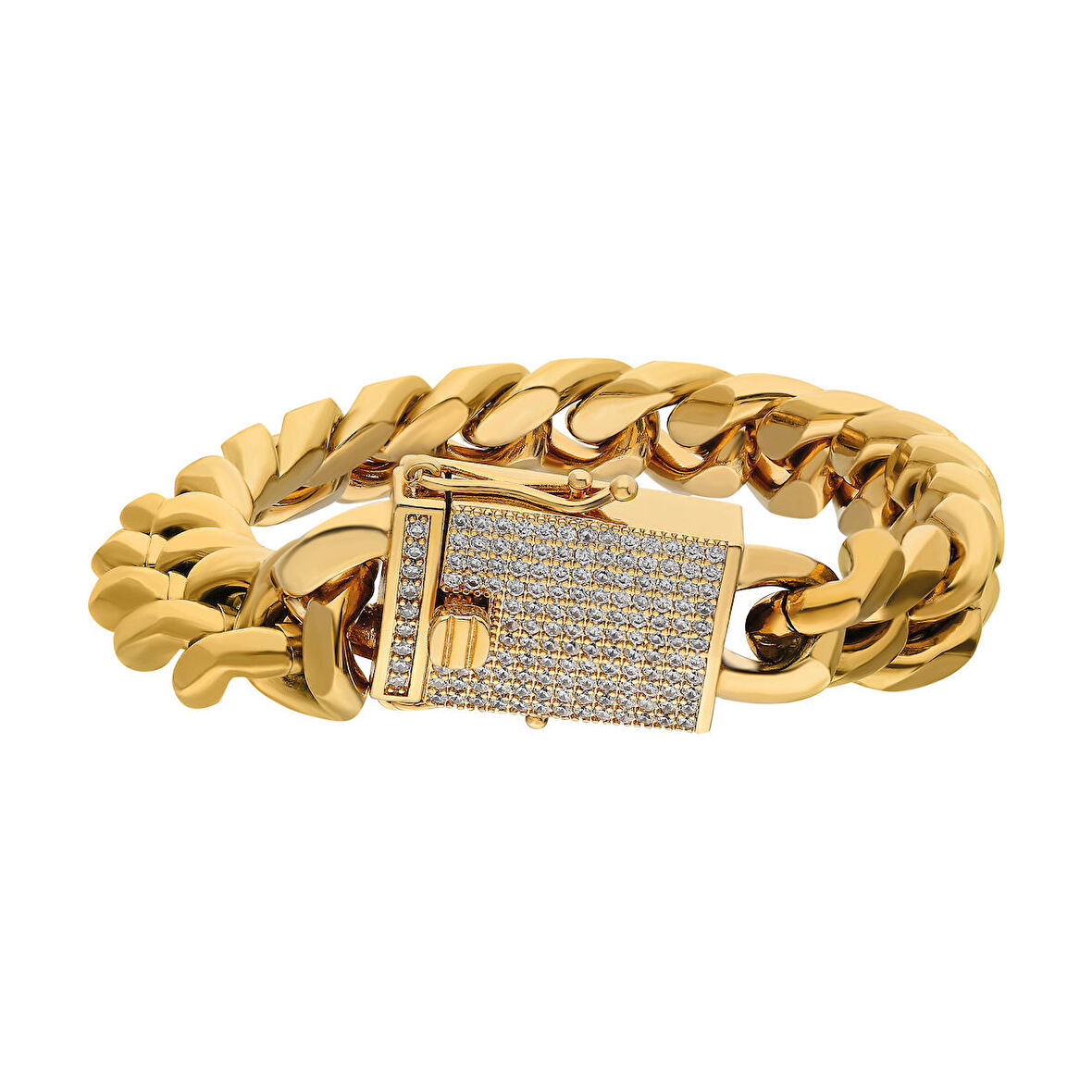 Chavin 12 mm. Kalın Gold Çelik Erkek Bileklik ep20sr