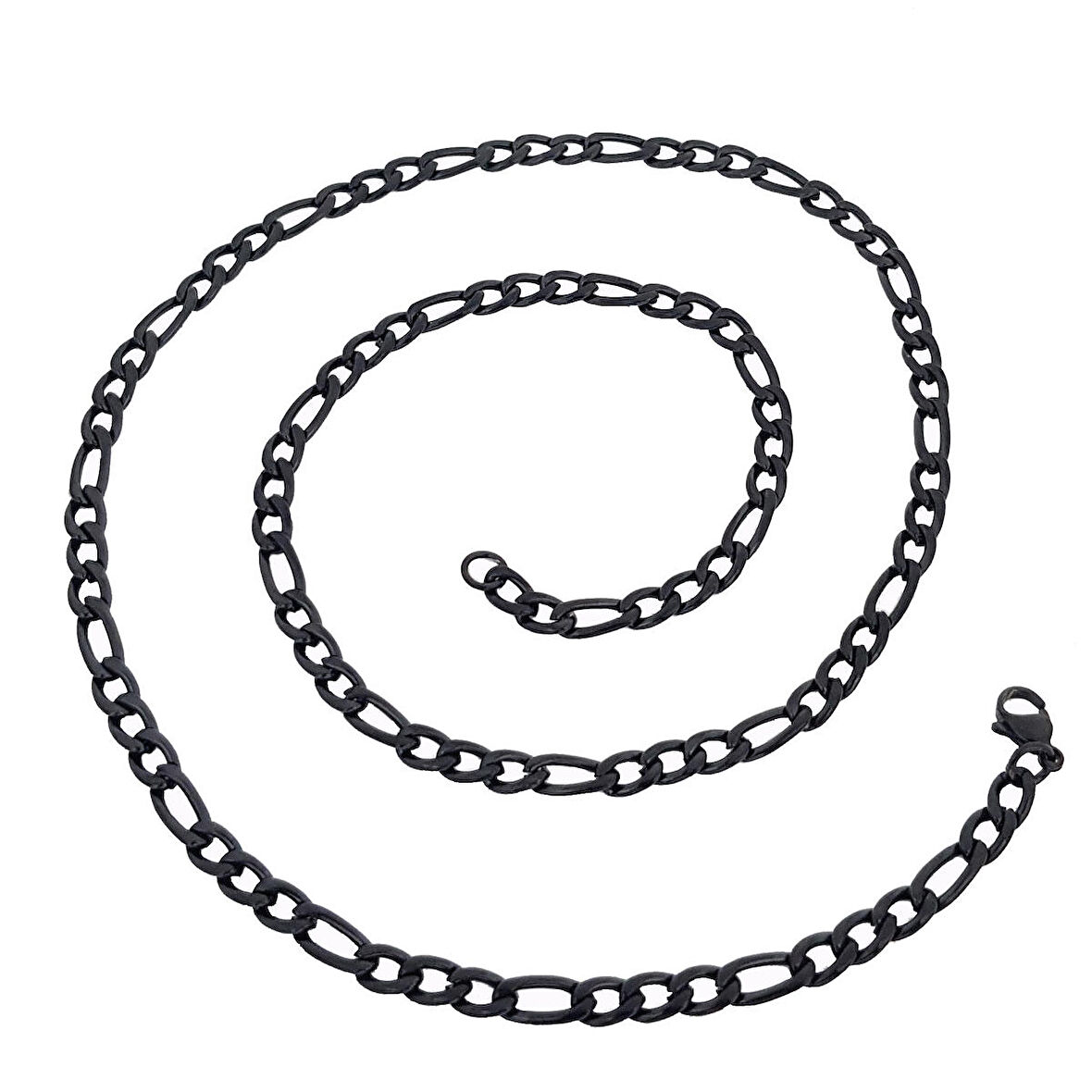 Chavin Figaro Yassı 5 mm. 60 cm. Siyah Çelik Erkek Zincir dp90-5