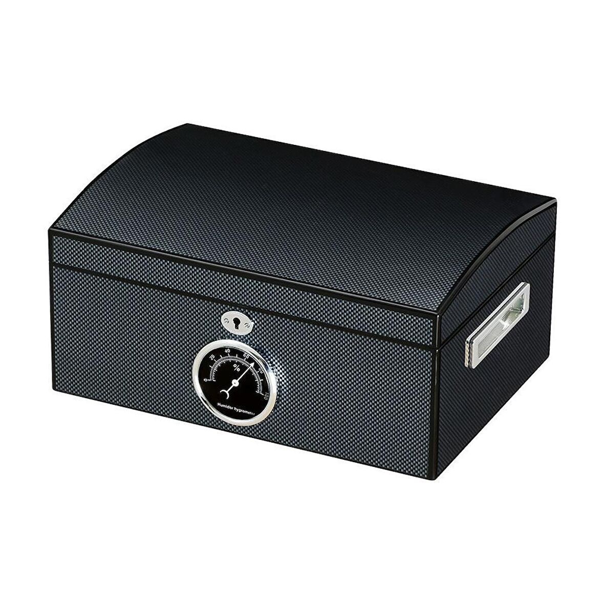 Falconetti Siyah Karbonfiber 2 Katlı Humidor Puro Kutusu rc05