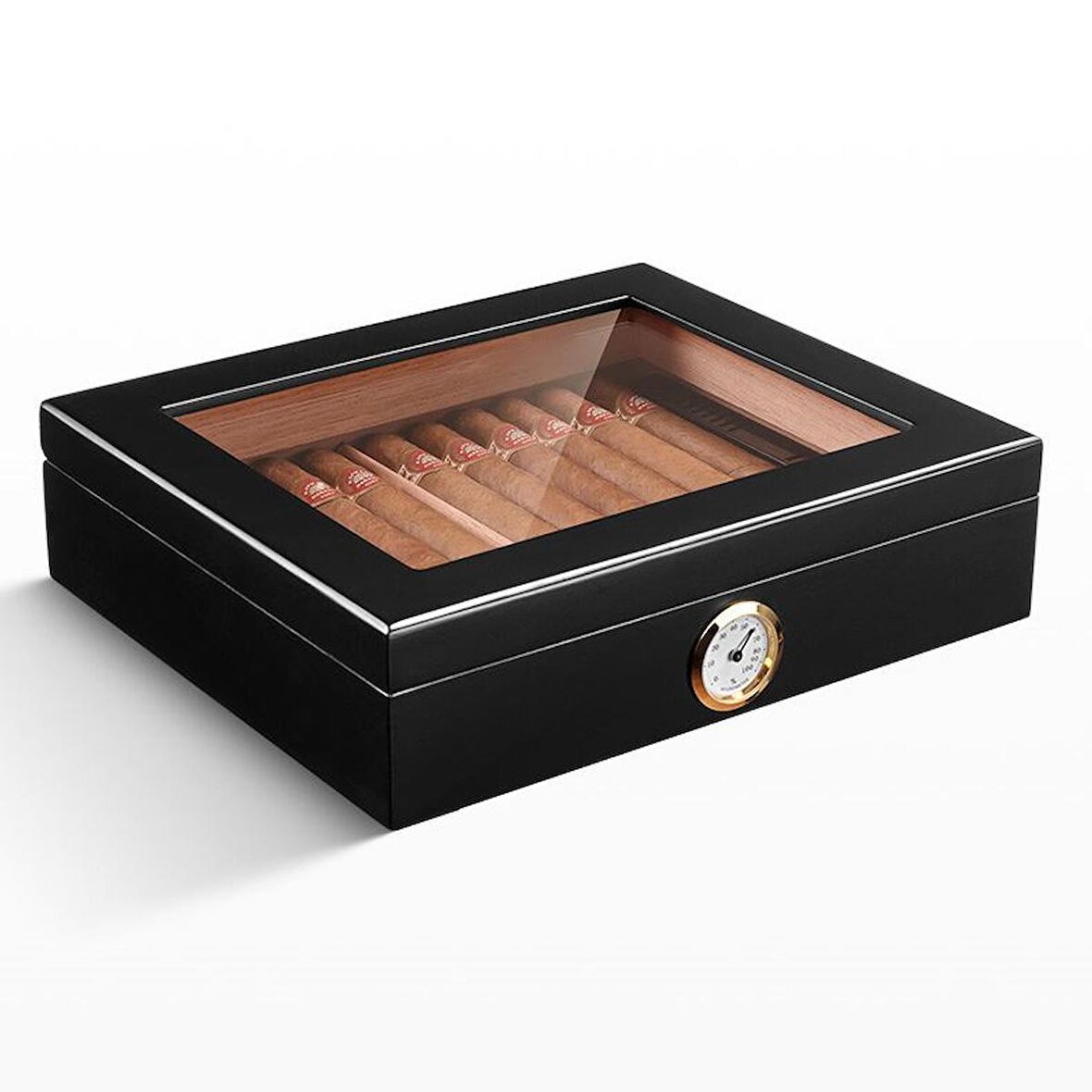 Falconetti Siyah Camlı Kısa Humidor Puro Kutusu rc06sy