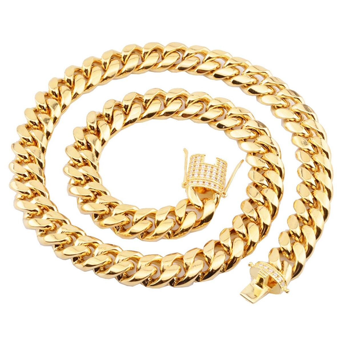 Chavin Taşlı Gold 60 cm. 10 mm. Erkek Bayan Çelik Zincir es50sr