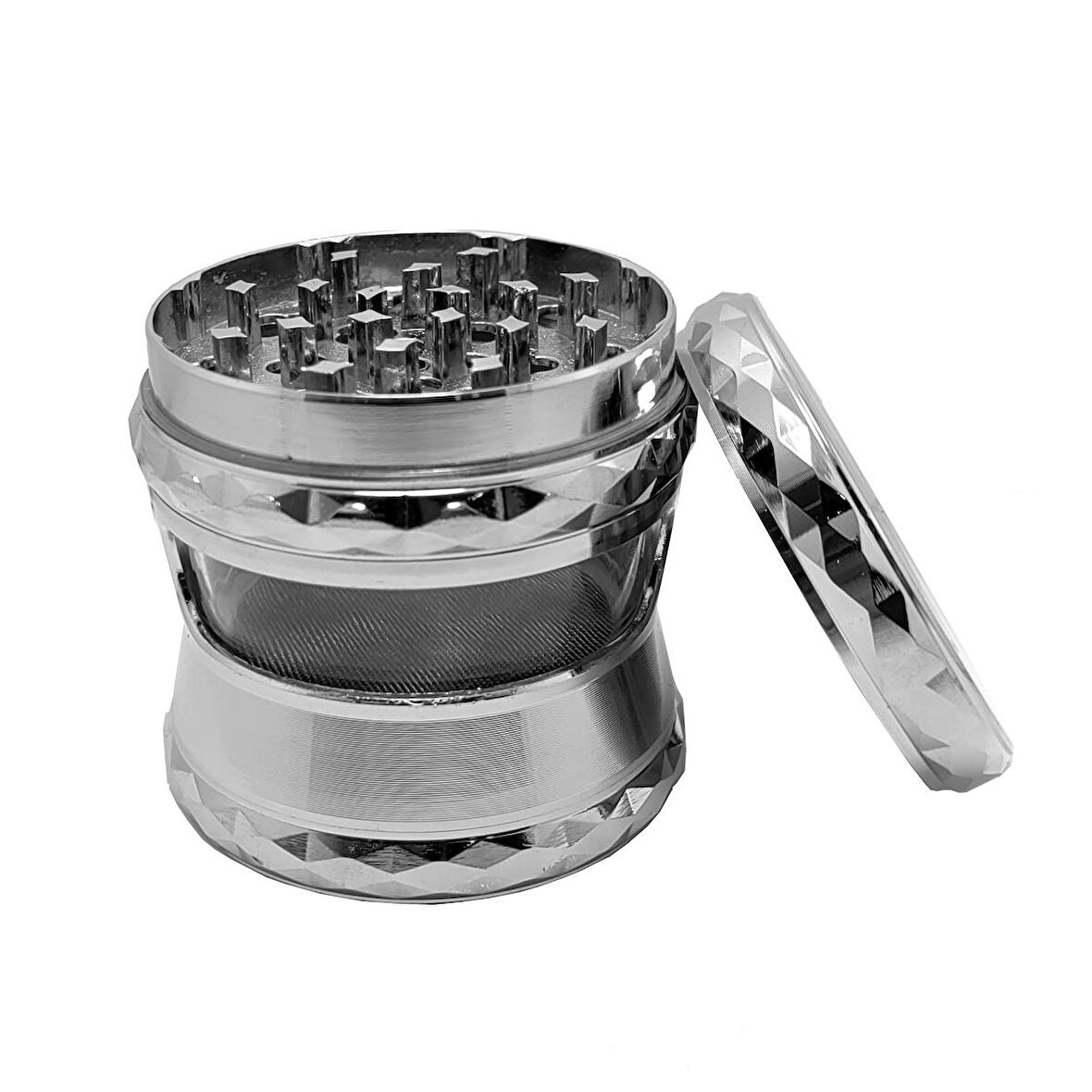 63 mm. Silver Pencereli Tütün Baharat Herbal Öğütücüsü Parçalayıcı rc80slv