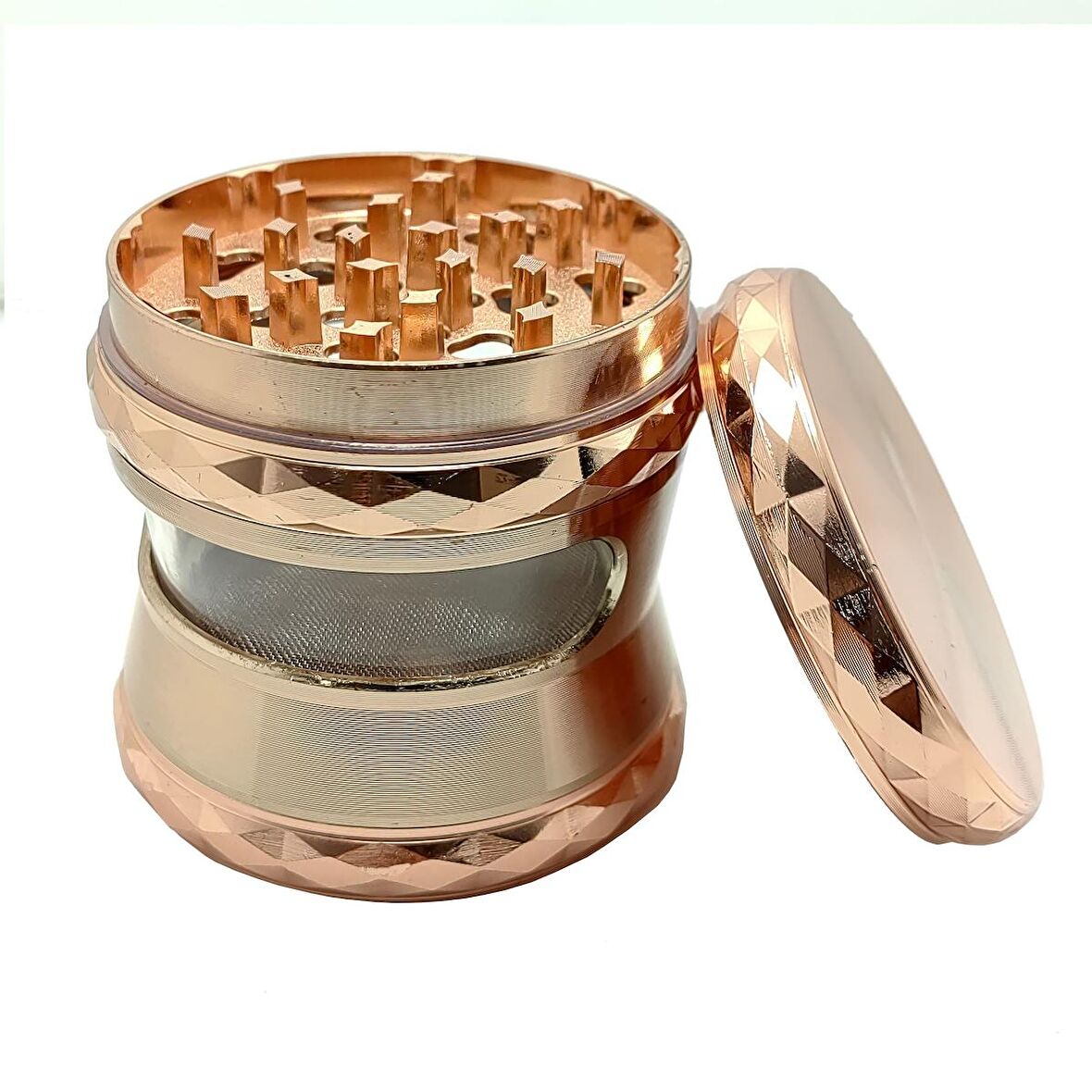 63 mm. Rose Pencereli Tütün Baharat Herbal Öğütücüsü Parçalayıcı rc80rs