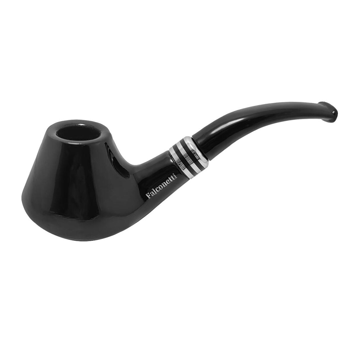 Falconetti Siyah Parlak Sandalwood Bilezikli Ahşap Pipo rc99