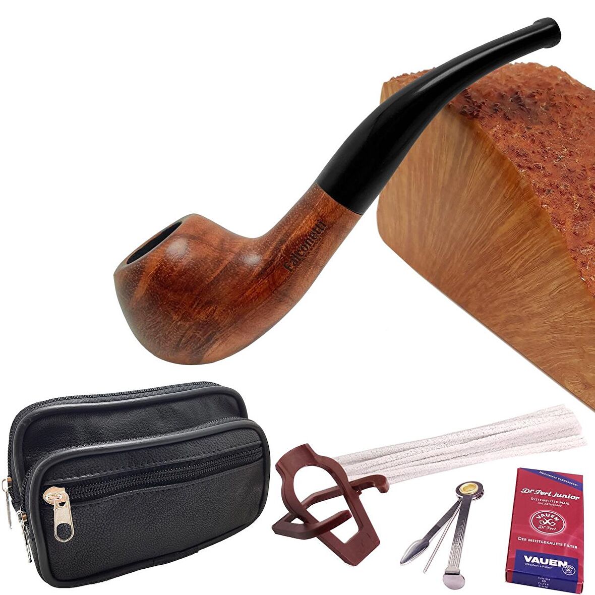 Falconetti Kahverengi Sandalwood Ahşap Pipo Seti rc88-takim